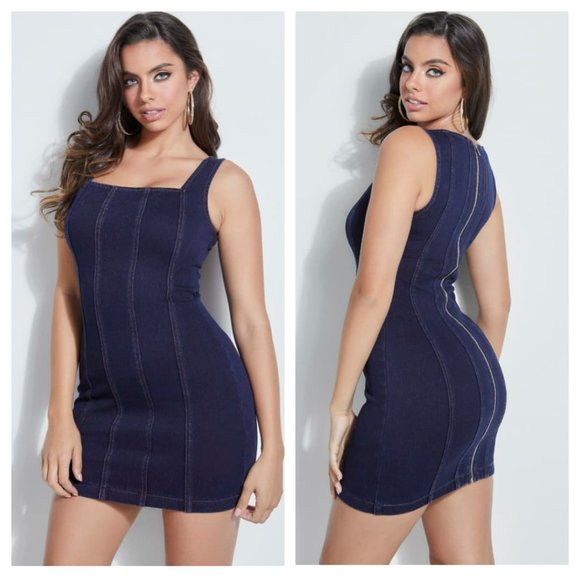 guess denim bodycon dress